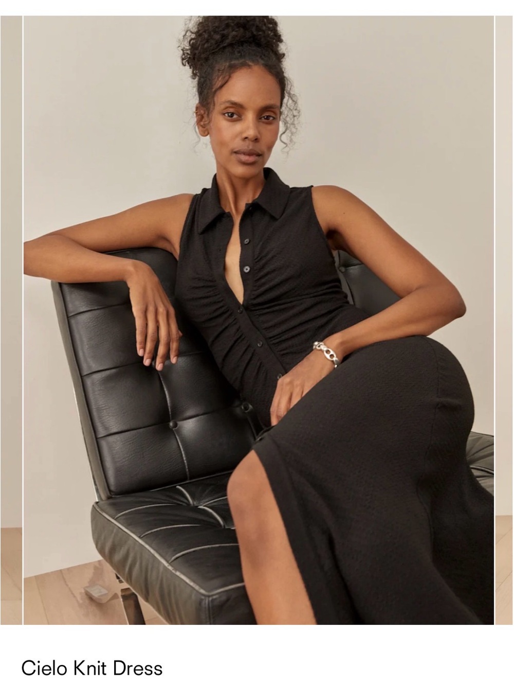 Reformation Cielo Knit Midi Dress - Black - Size M - Picture 2 of 9